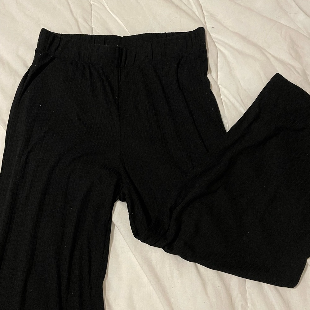 H&M ribbed high waisted black pants